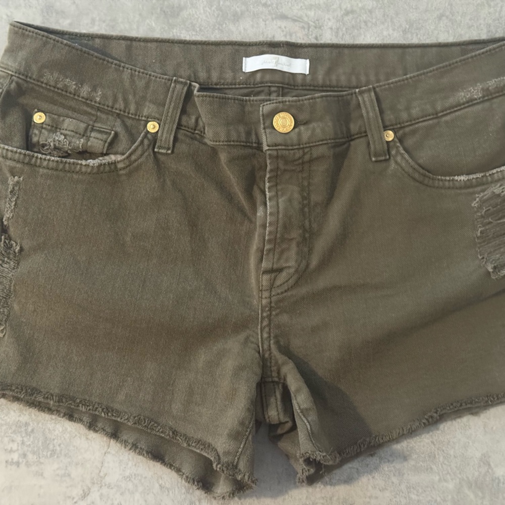 7 For All Mankind Olive Women's Denim Shorts distressed size 32